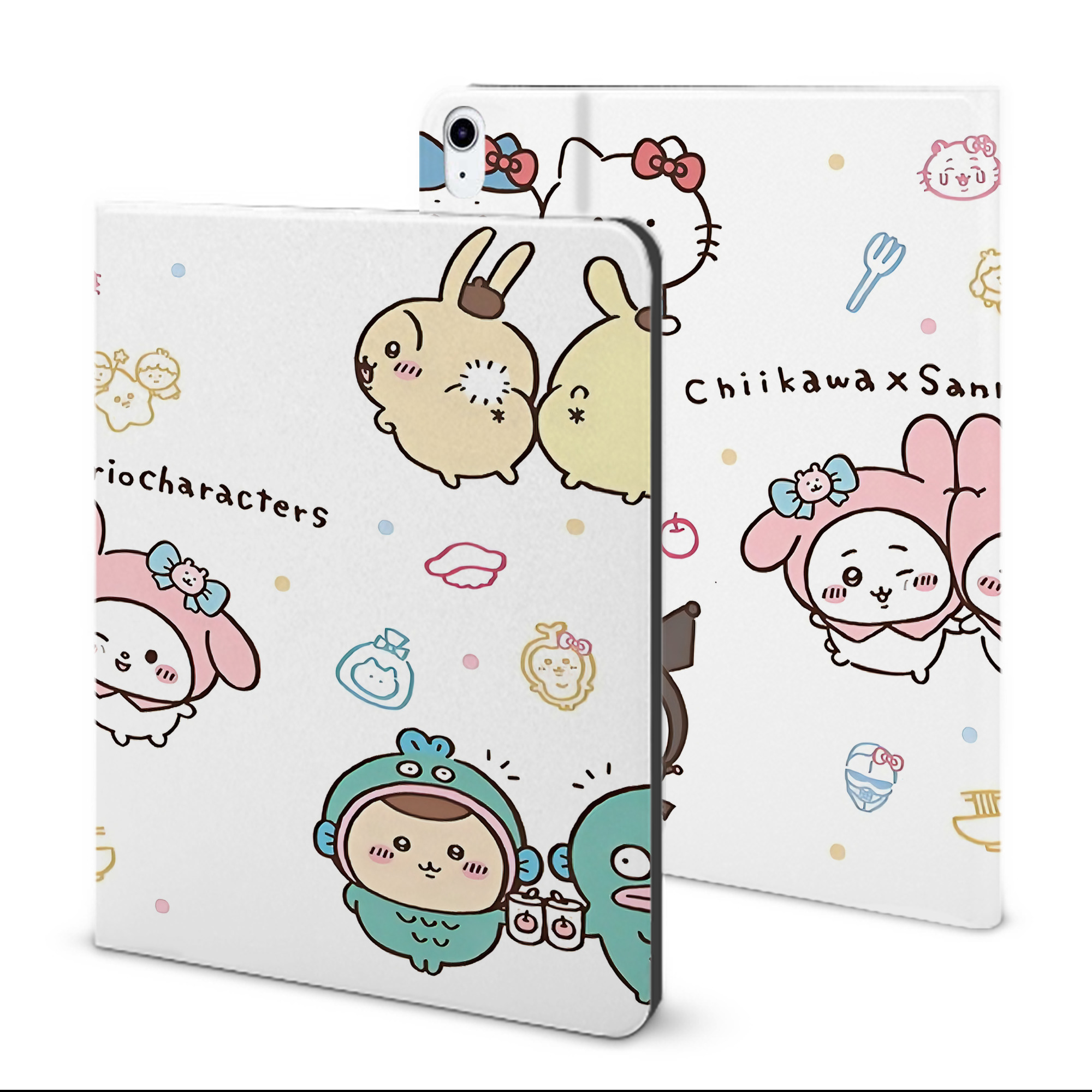 （画像用） ちいかわ Chii-kawa IPad ケース ブック型 PUレザー TPU 耐衝撃 軽量 薄型 ペン収納なし 全面保護 IPad 各モデル対応